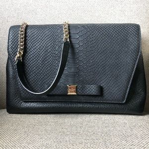 Kate Spade Black Crocodile Patterned Shoulder Bag